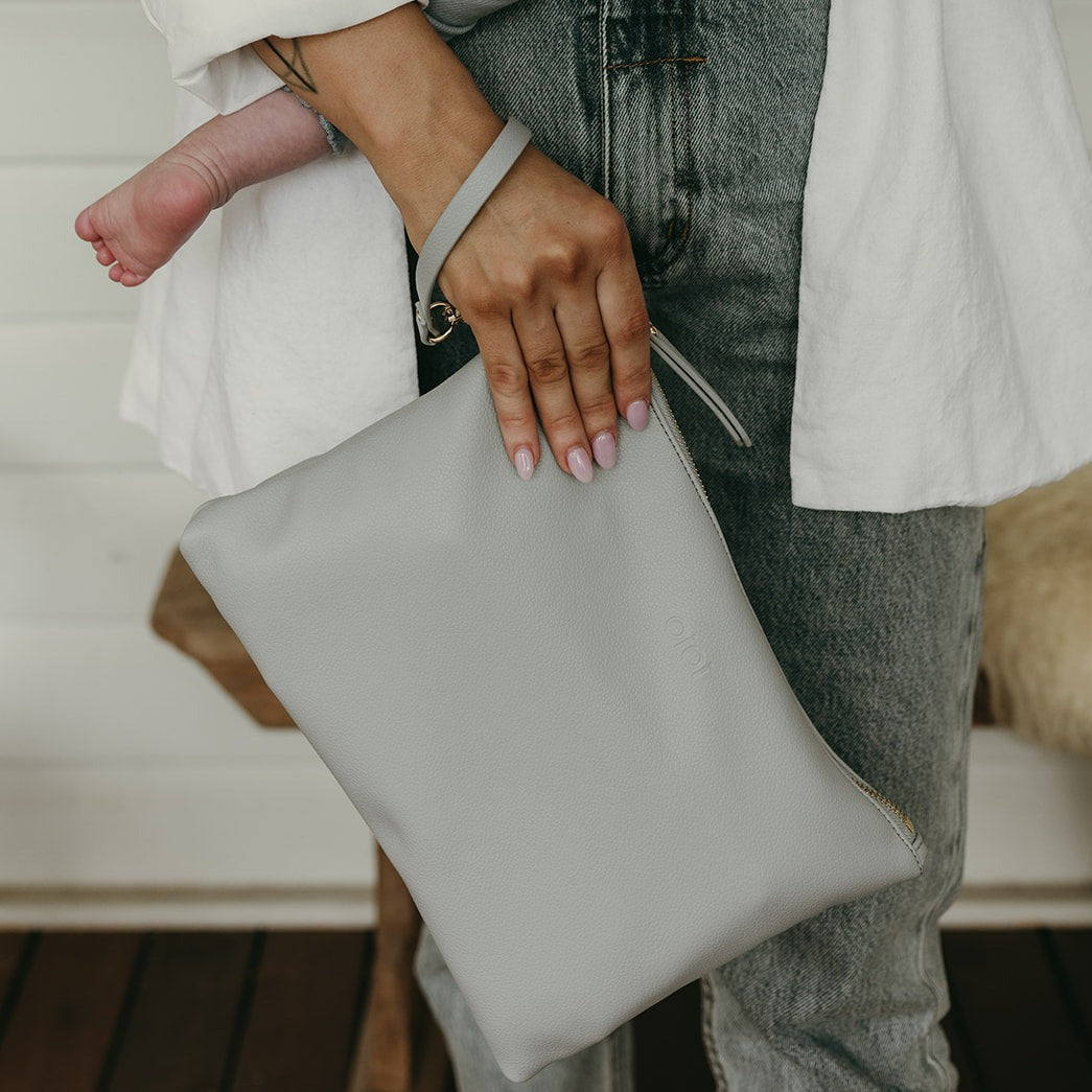 Diaper Changing Pouch - Blue Vegan Leather