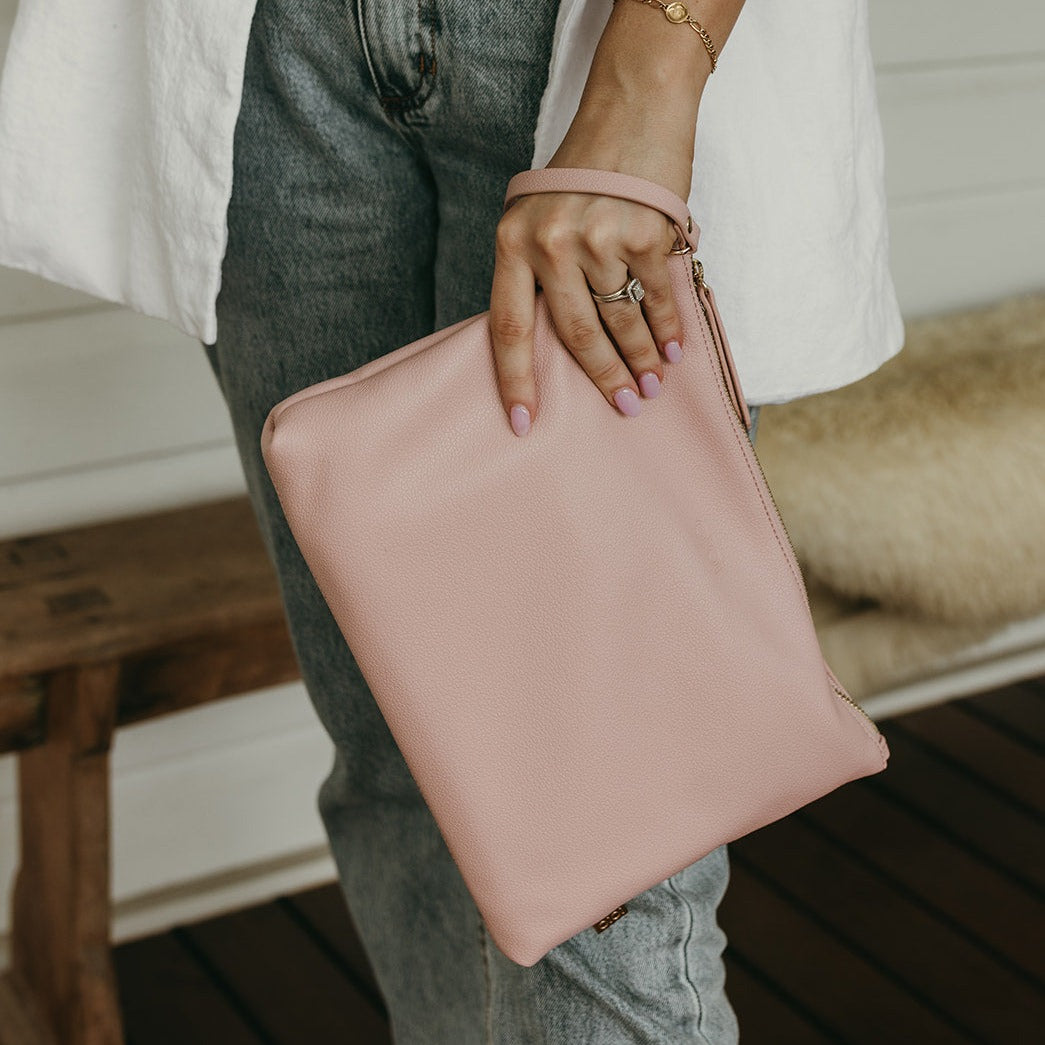 Diaper Changing Pouch - Pink Vegan Leather