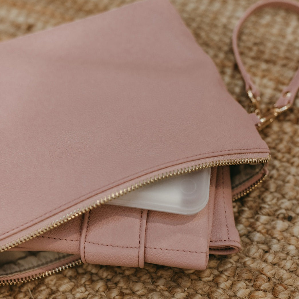 Diaper Changing Pouch - Pink Vegan Leather