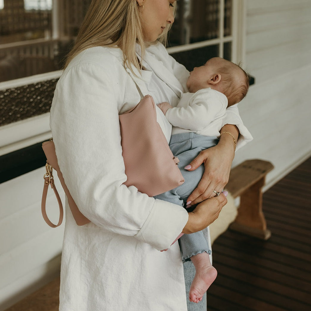 Diaper Changing Pouch - Pink Vegan Leather