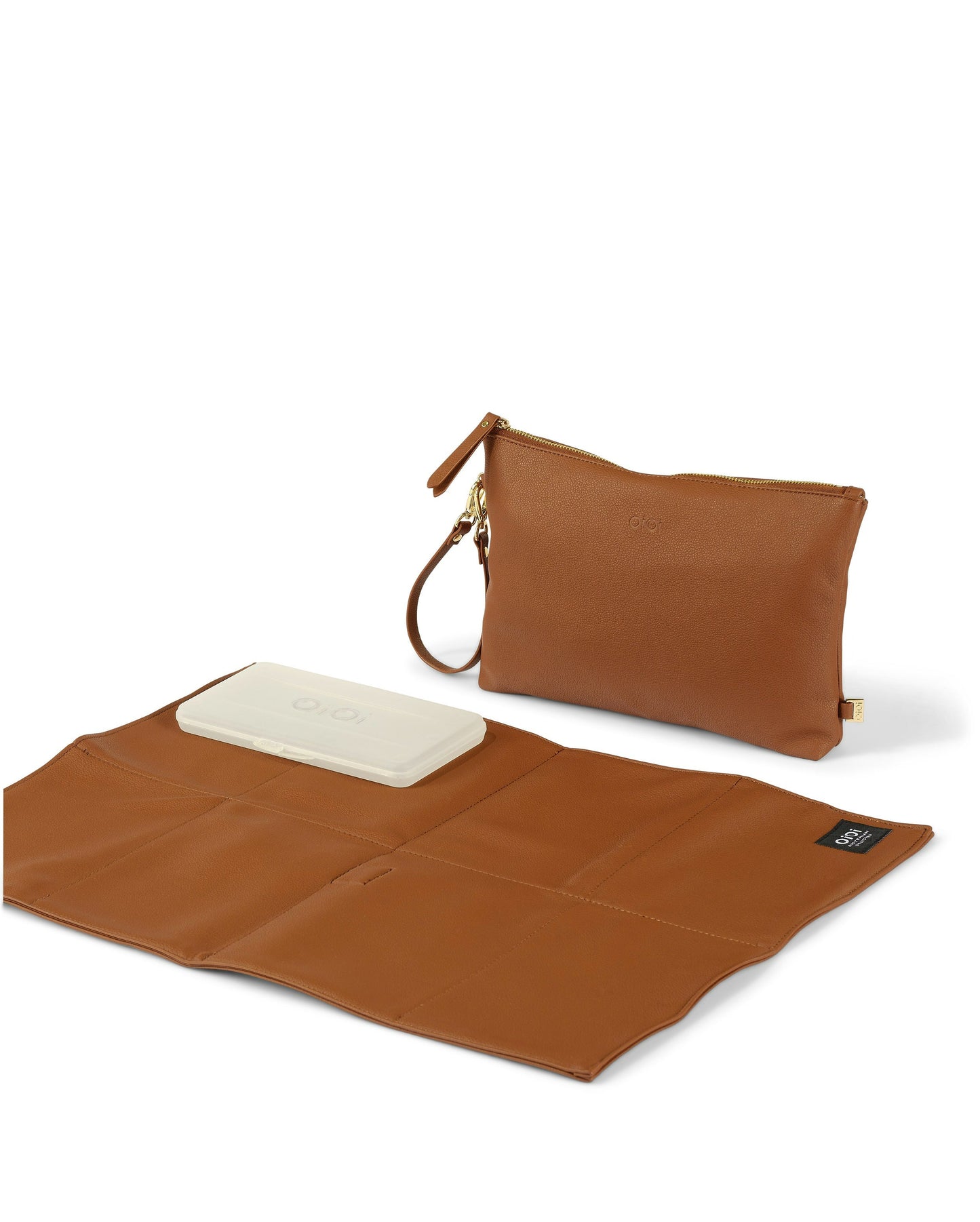 Diaper Changing Pouch - Chestnut Brown Vegan Leather