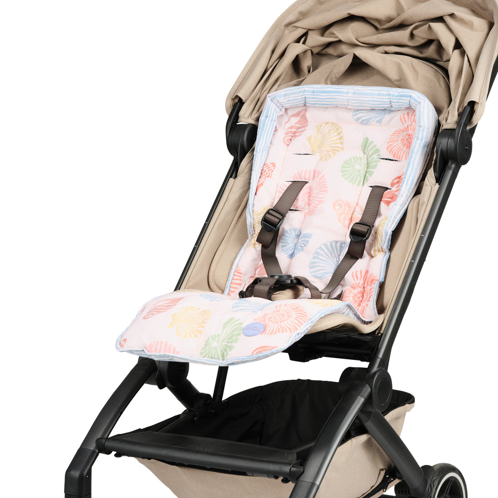 Reversible Stroller Liner -  Seashells/Stripe