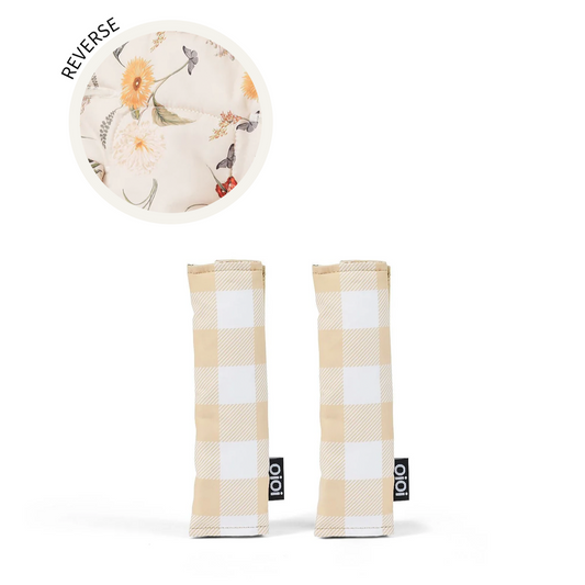 Stroller Strap Cover Set - Beige Gingham/Wildflower