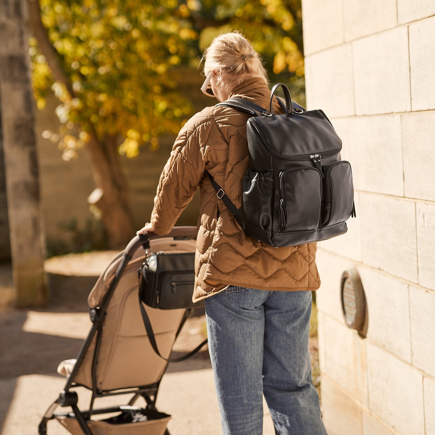 Signature Diaper Backpack - Black Dimple Vegan Leather