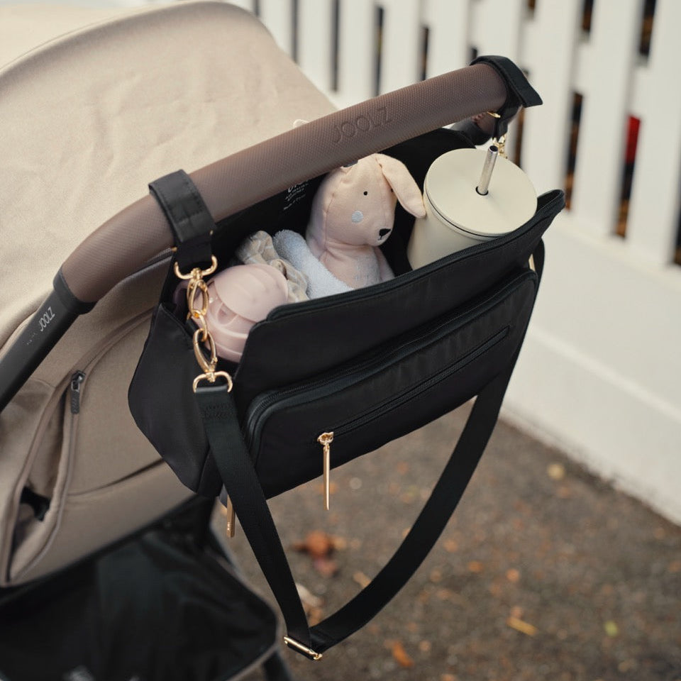Multitasker Stroller and Pram Organiser/Caddy - Black Nylon
