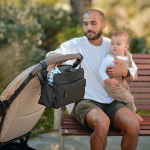 Multitasker Stroller and Pram Organisaer/Caddy - Black Weatherproof
