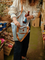 Fold-Up Shopping Tote - Blue Check