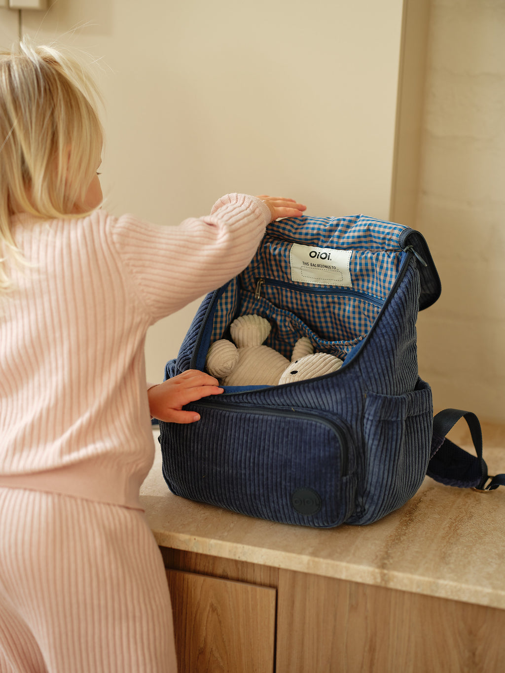 Signature Kids Backpack - Ocean Blue Corduroy OiOi