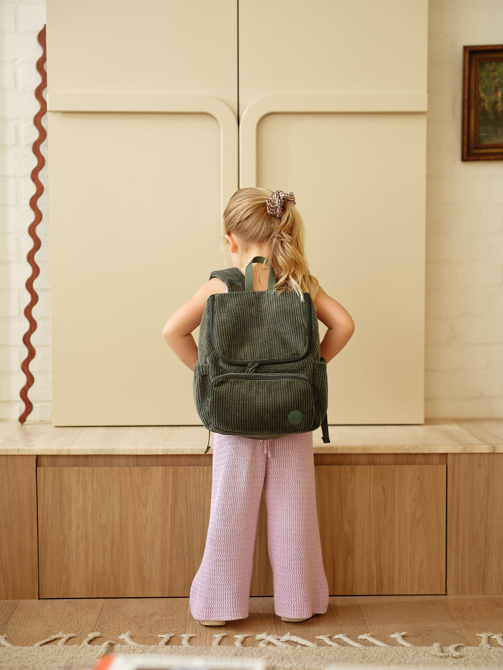 Signature Kids Backpack - Moss Green Corduroy OiOi