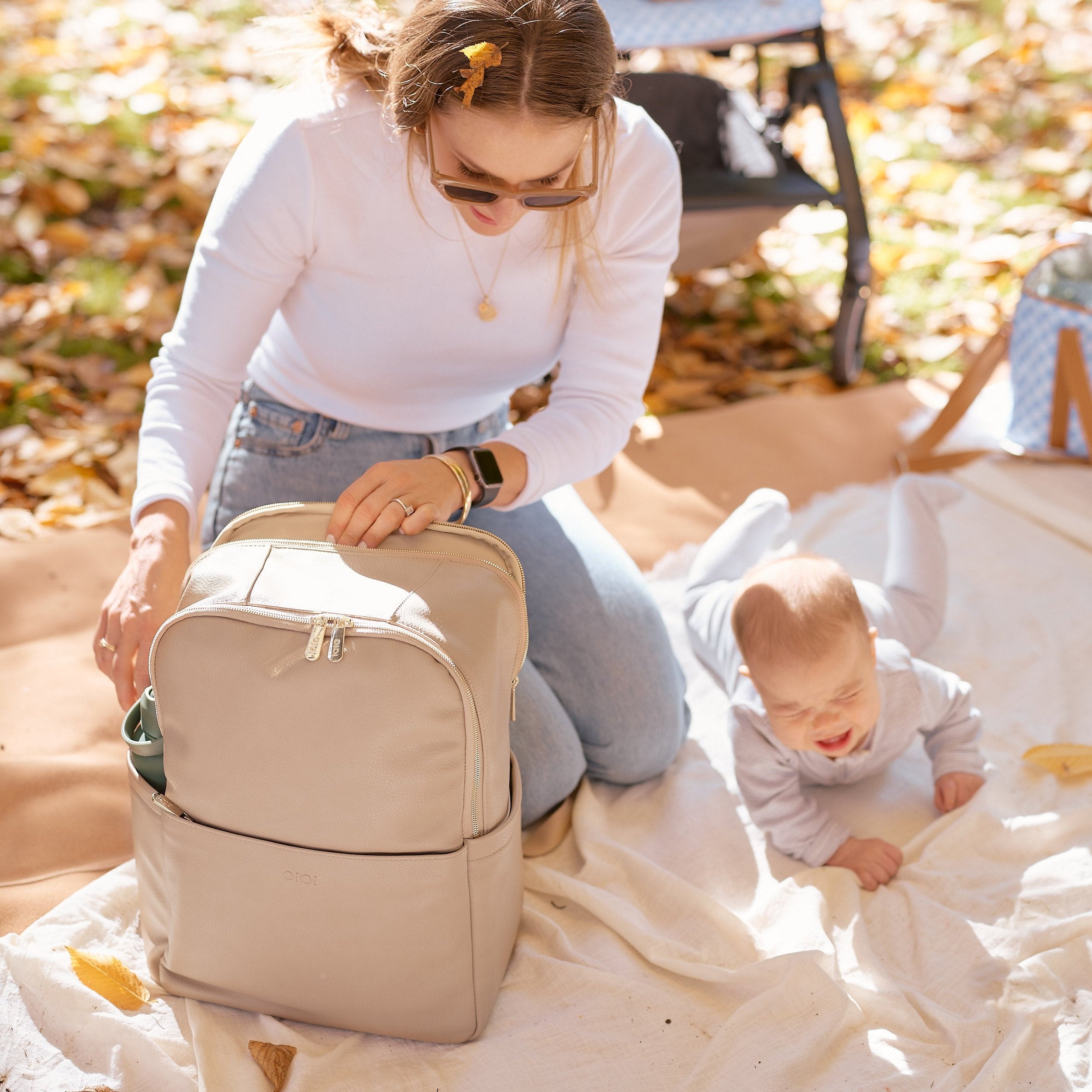 Multitasker Diaper Backpack - Oat Vegan Leather
