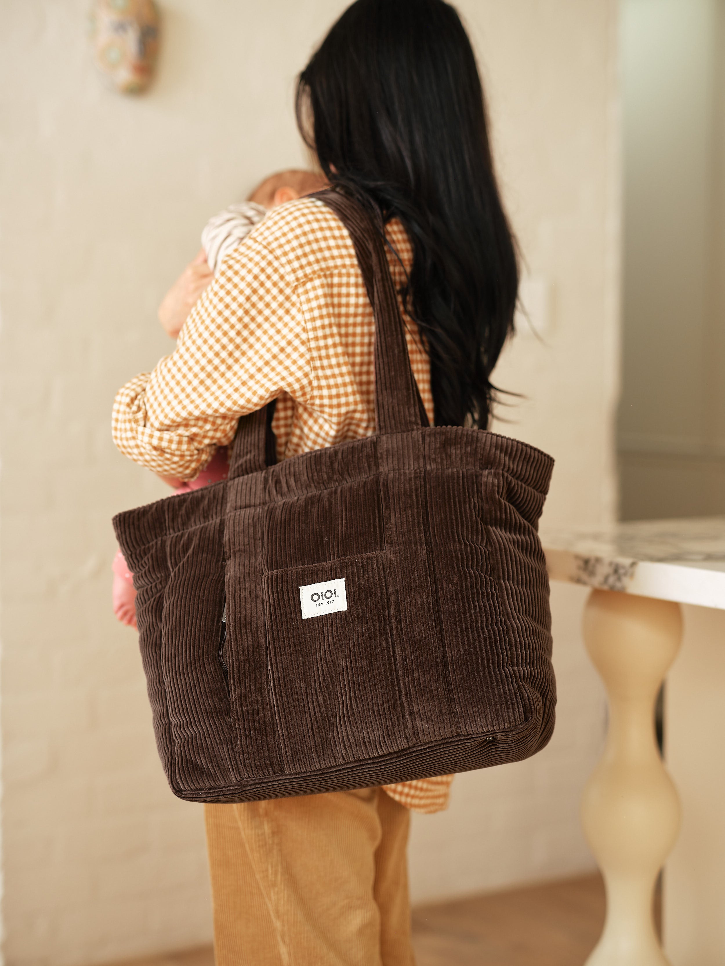 Everyday Tote - Chocolate Brown Corduroy OiOi