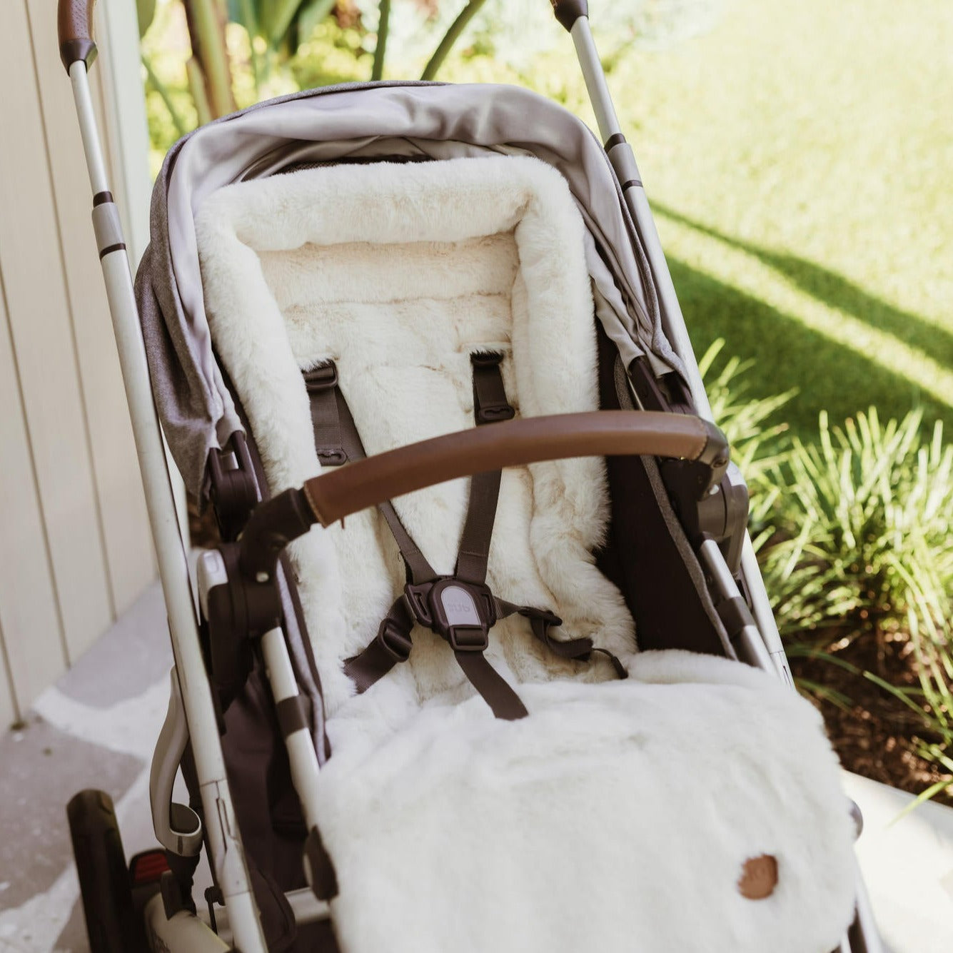 Cozy Fleece Stroller Liner - Beige Gingham