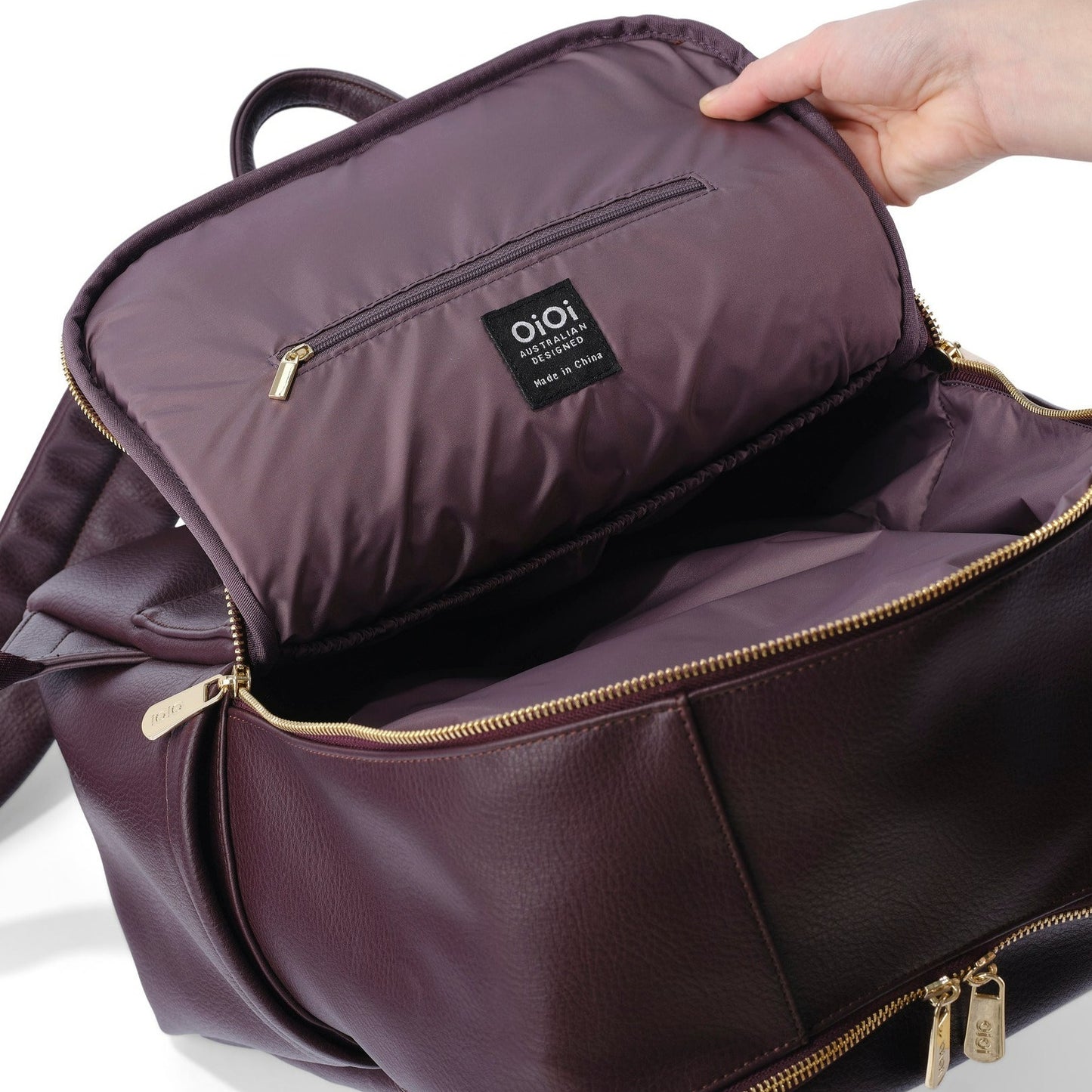 Multitasker Diaper Backpack - Mulberry Vegan Leather