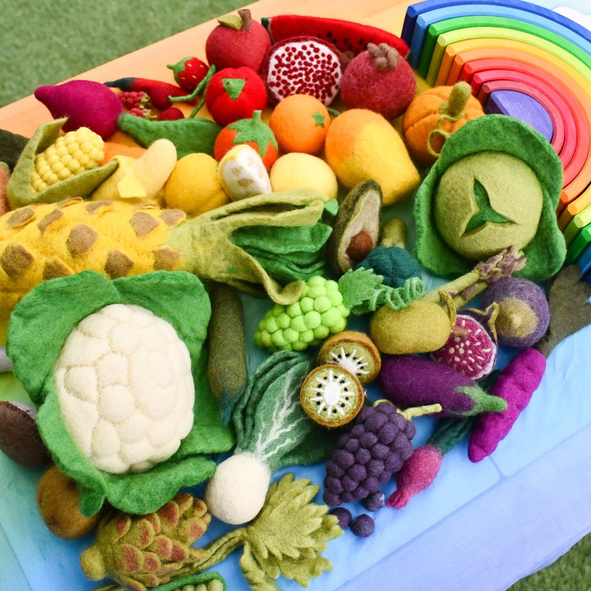 Felt Vegetables and Fruits Set - 14 pieces