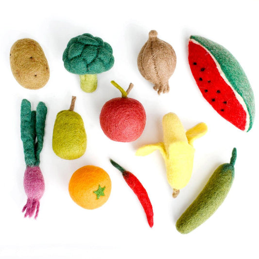 Felt Vegetables and Fruits Set - 11 pieces
