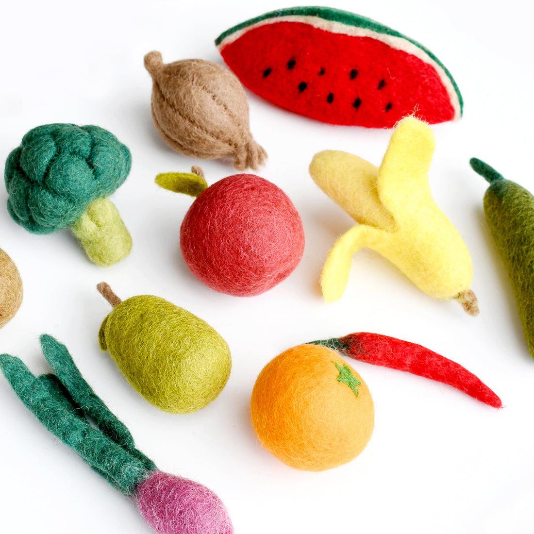 Felt Vegetables and Fruits Set - 11 pieces