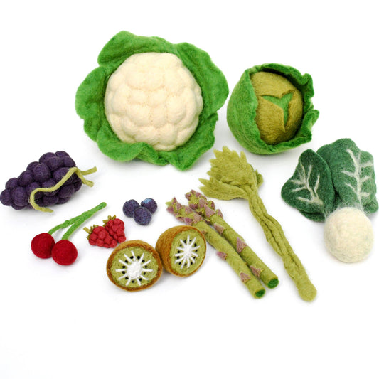 Felt Vegetables and Fruits Set - 15 pieces