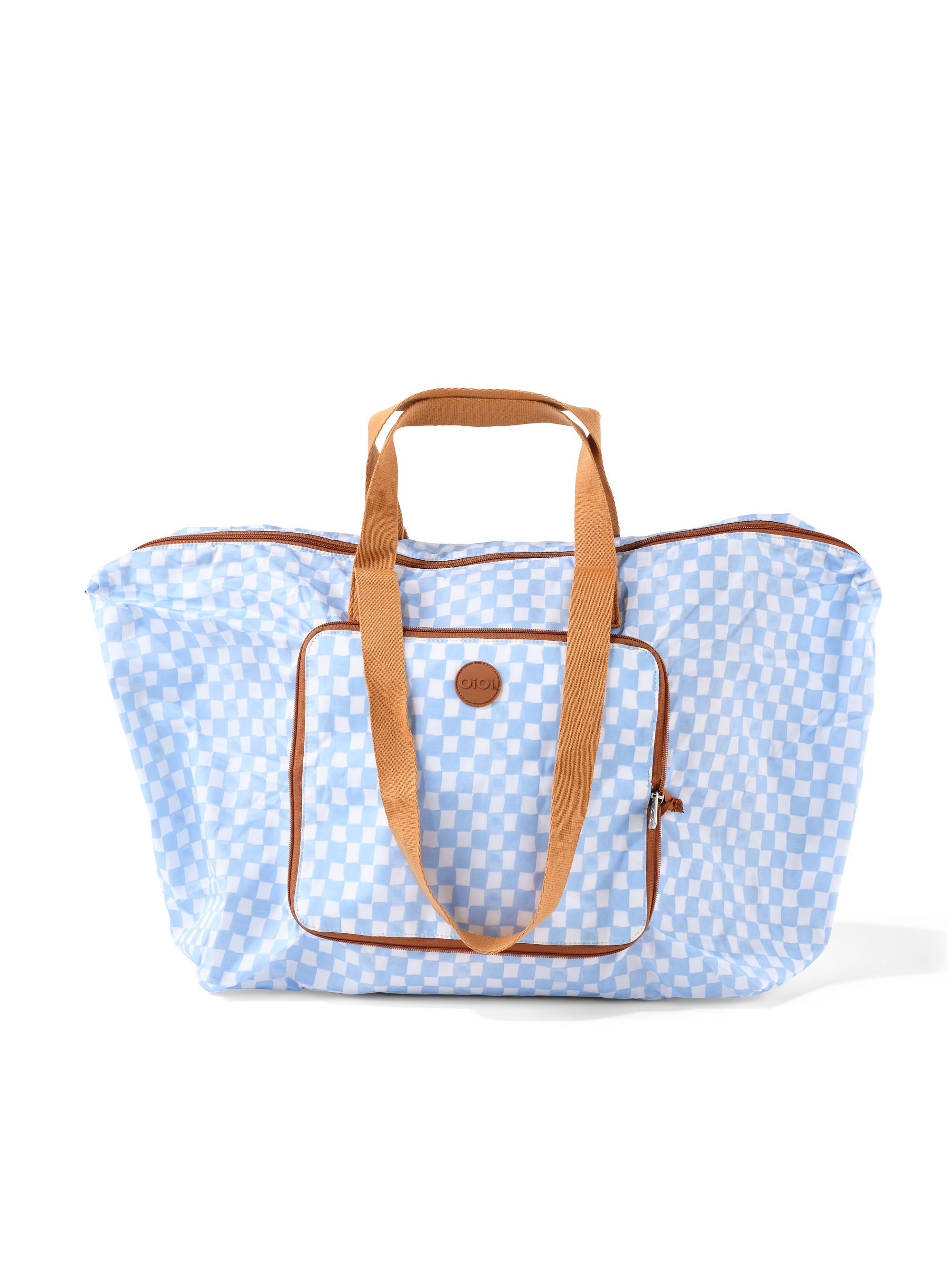 Fold-Up Shopping Tote - Blue Check