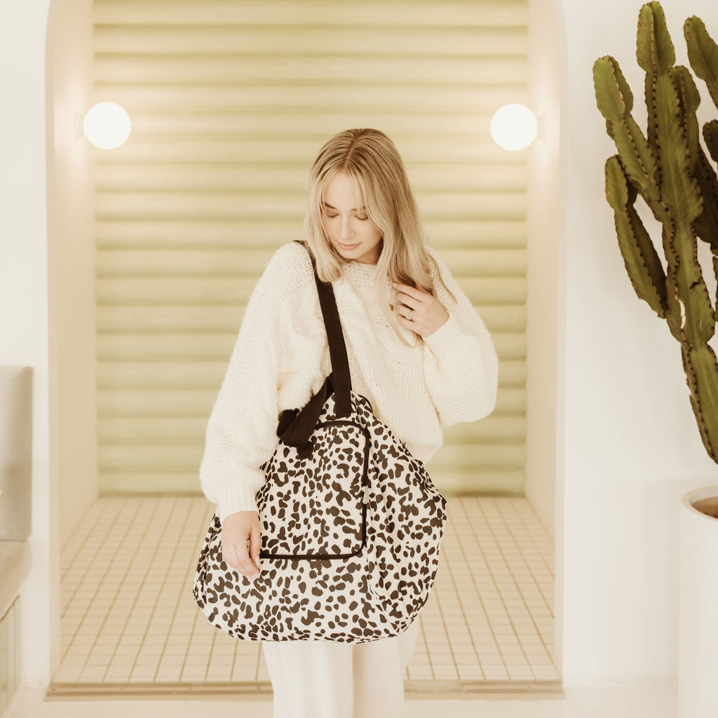 Fold-Up Shopping Tote - Leopard
