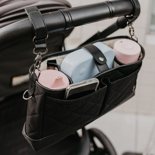 Stroller and Pram Organiser - Black Diamond Quilt