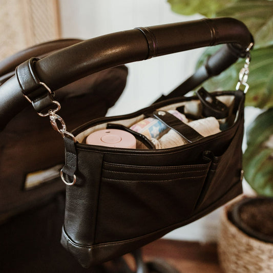 Signature Stroller and Pram Organiser/Caddy - Black Vegan Leather