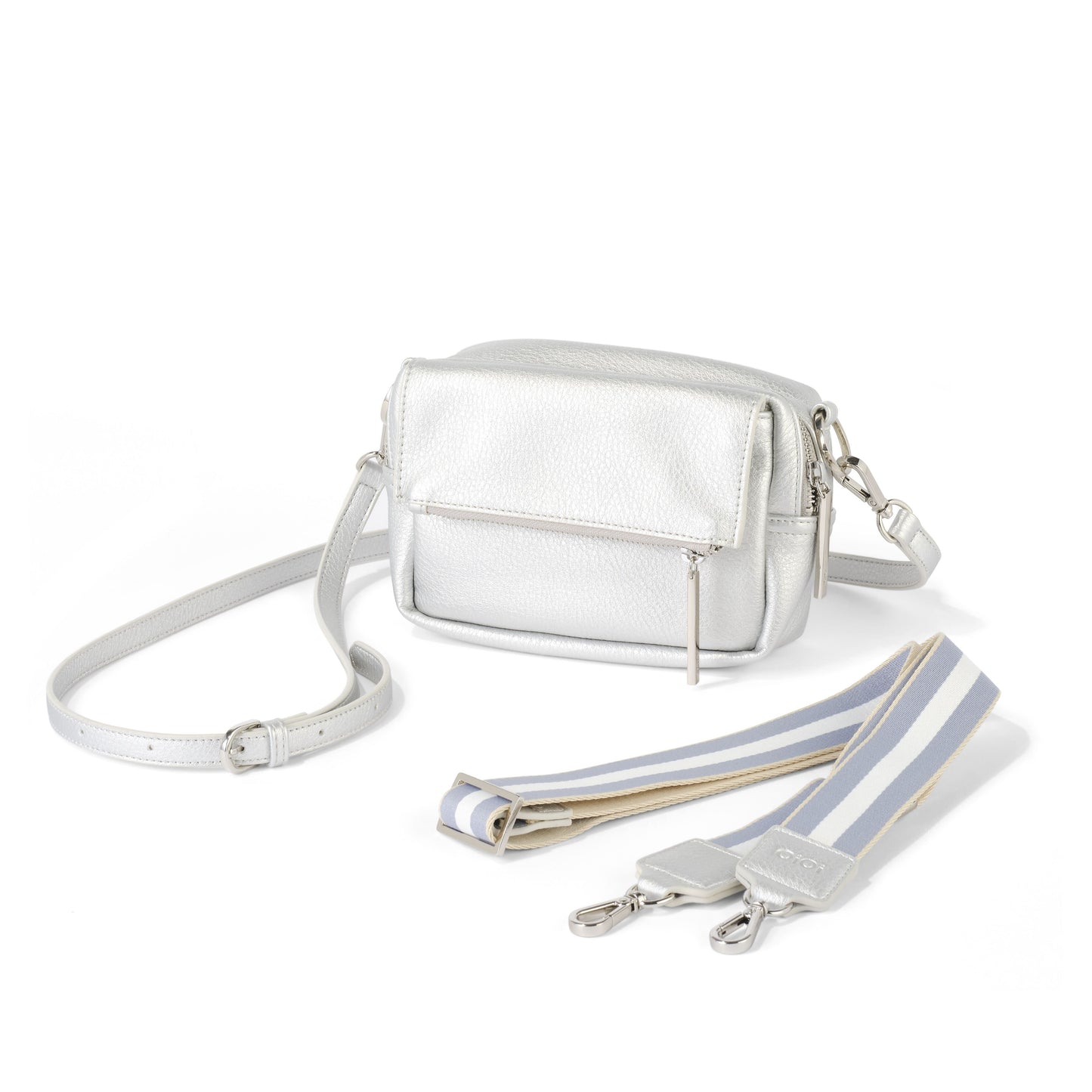 Playground Cross-Body Bag - Silver Dimple Vegan Leather
