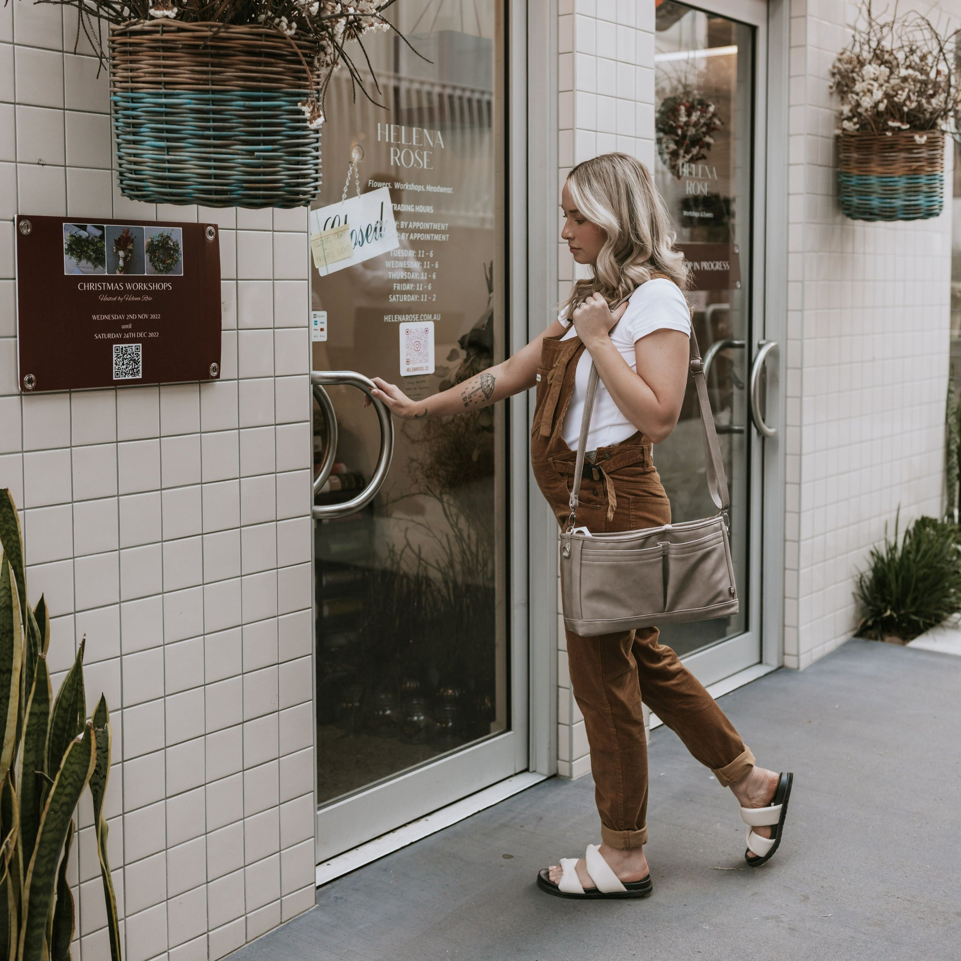 Signature Stroller and Pram Organiser/Caddy - Taupe Vegan Leather